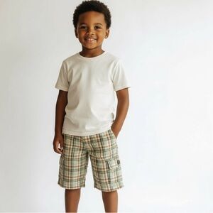 JANIE & JACK  · TODDLER  BOYS PLAID COTTON CHINO SHORTS - SIZE 4T